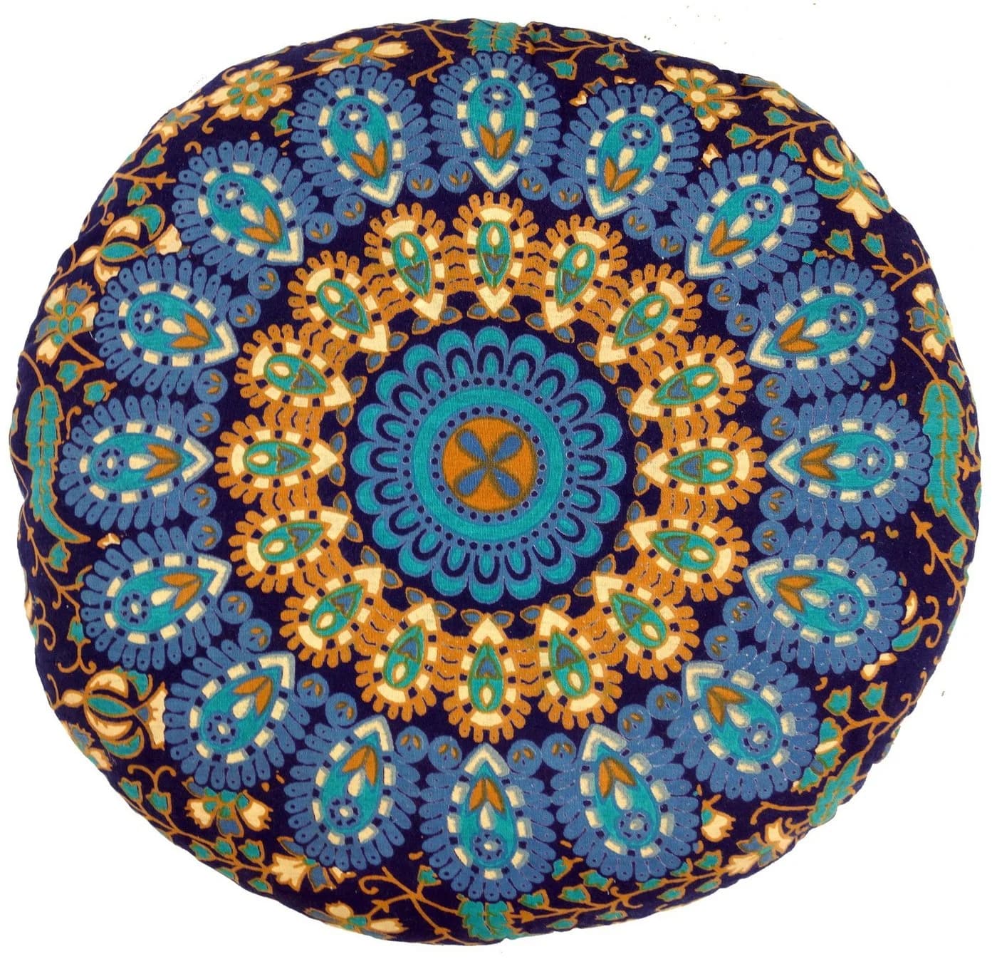 Guru-Shop Meditationskissen Flaches Mandala Dunkelblau 40 cm