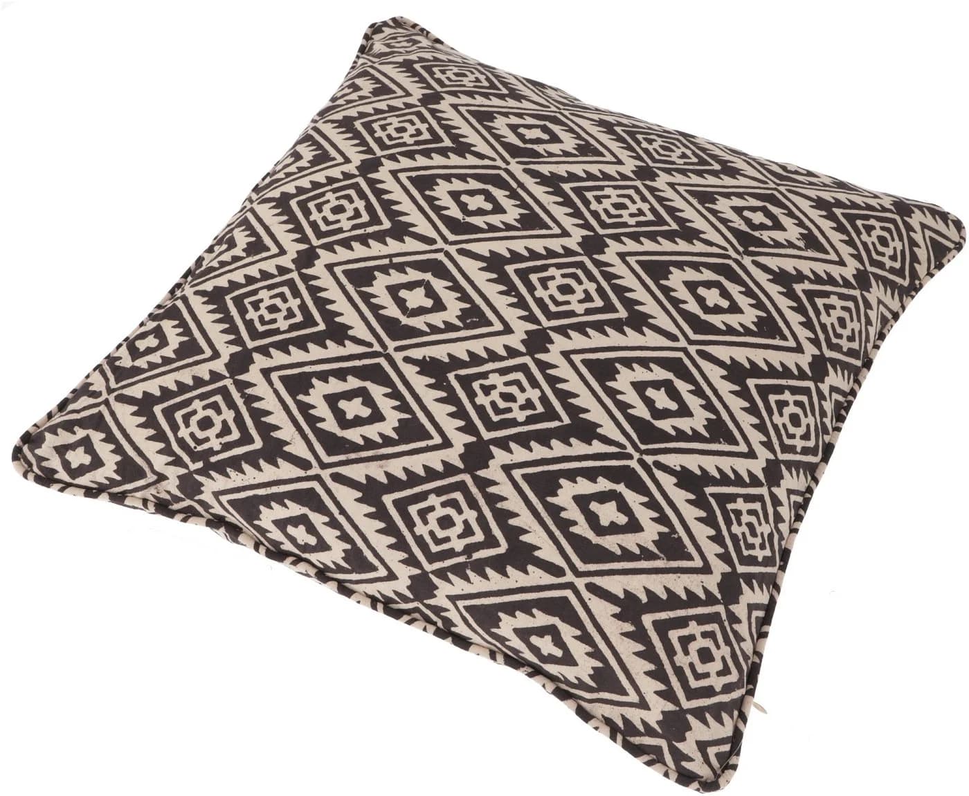 Guru-Shop Kissenbezug Blockdruck Braun 50x50 cm