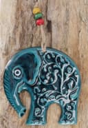 Guru-Shop Keramik Wandschmuck Elefant mit Schutzauge Blau Bild 1