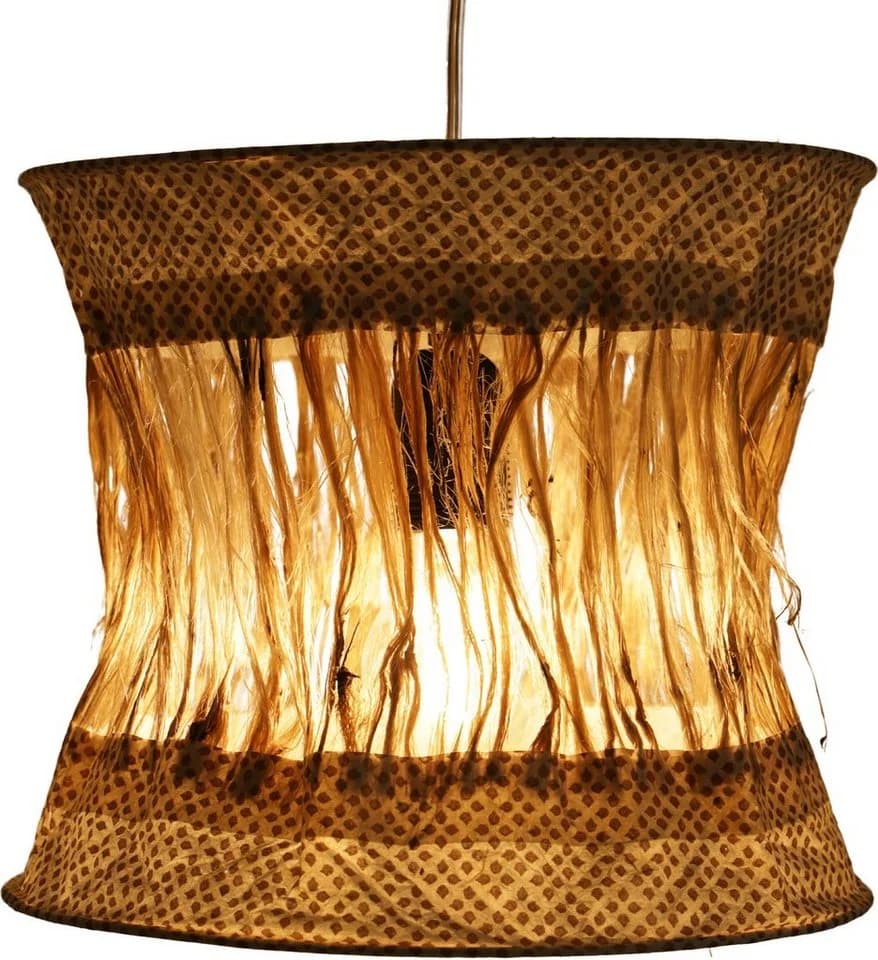 Guru-Shop Lampenschirm Runde Boho Papier Hängelampe Beige - Bild 2