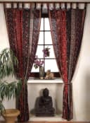 Guru-Shop Vorhang Boho Patchwork 1 Paar Dunkelrot Polyester Bild 3