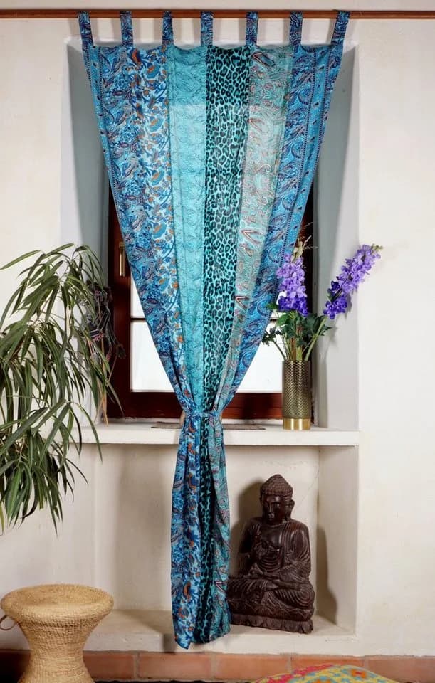 Guru-Shop Boho Patchwork Vorhang Türkis 250 cm - Bild 5