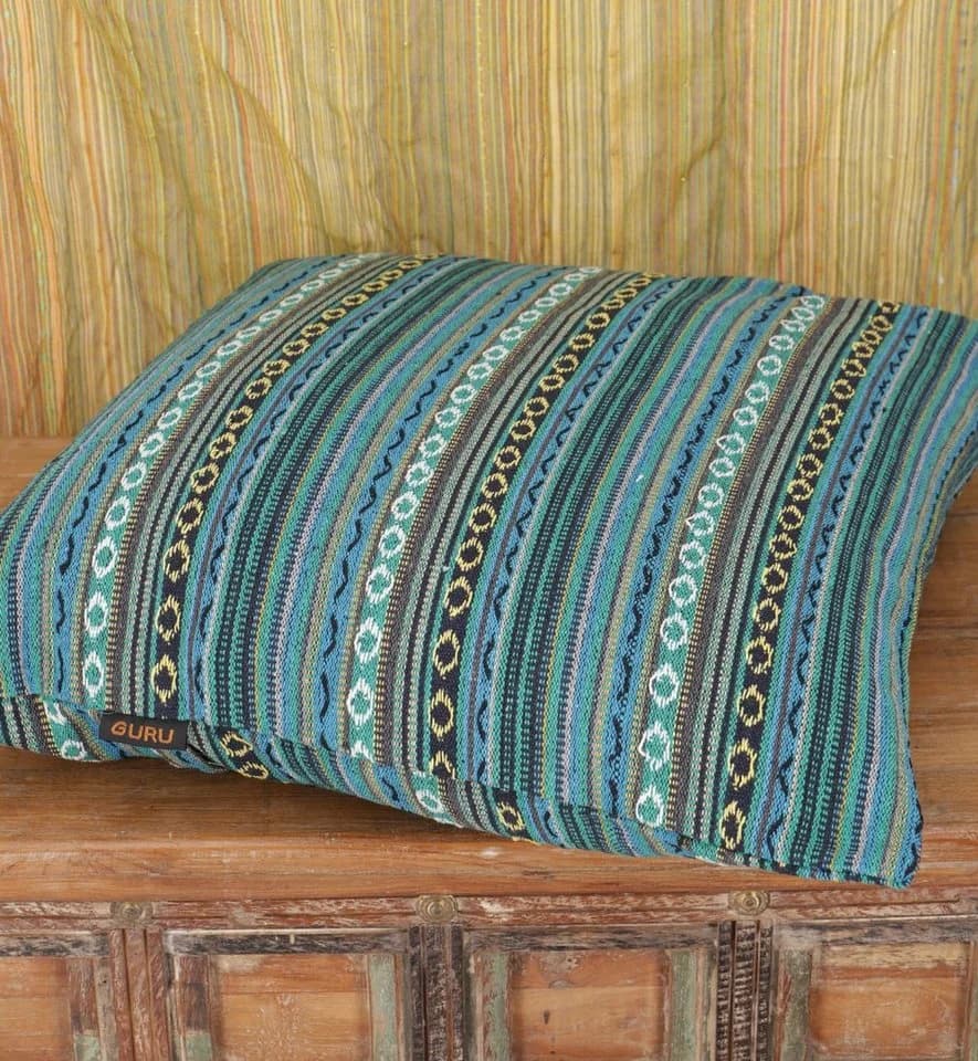 Guru-Shop Kissenbezug Boho Style Türkis 50x50 cm Baumwolle