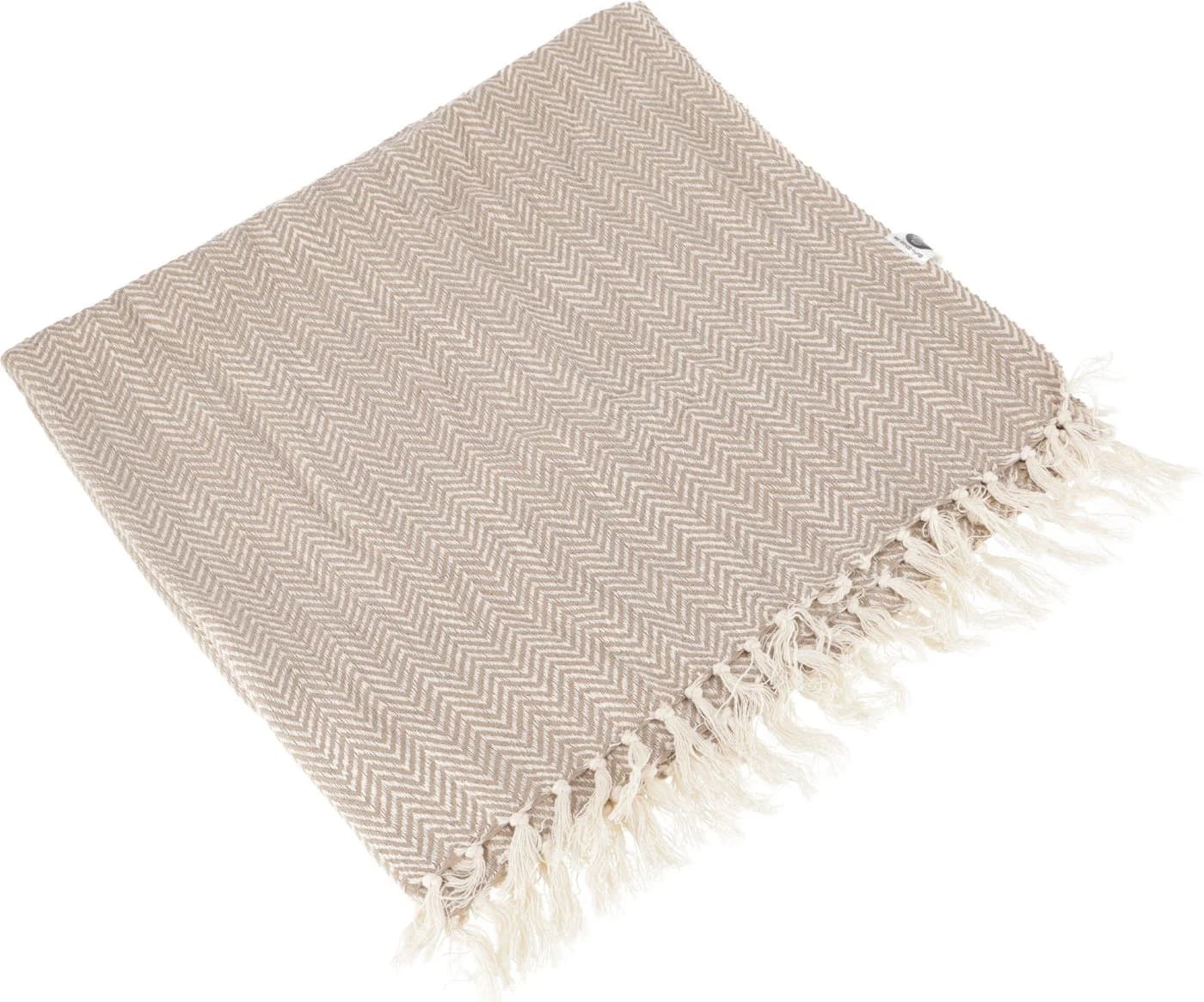 Guru-Shop Hamamtuch 100% Baumwolle Beige/Creme-Weiß Fischgrätenmuster