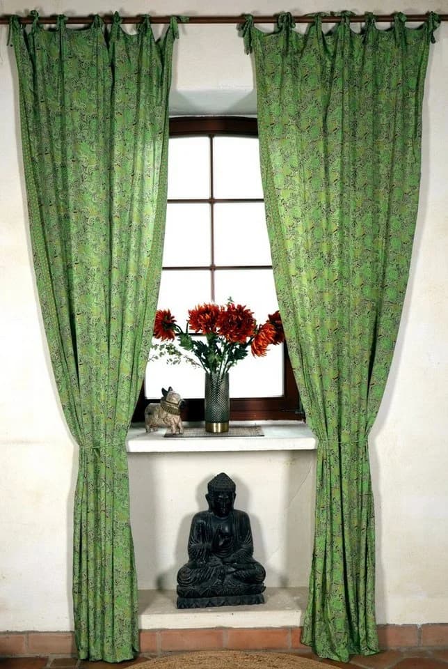 Guru-Shop Vorhang Seidige Boho Vorhänge Grün 1 Paar - Bild 3