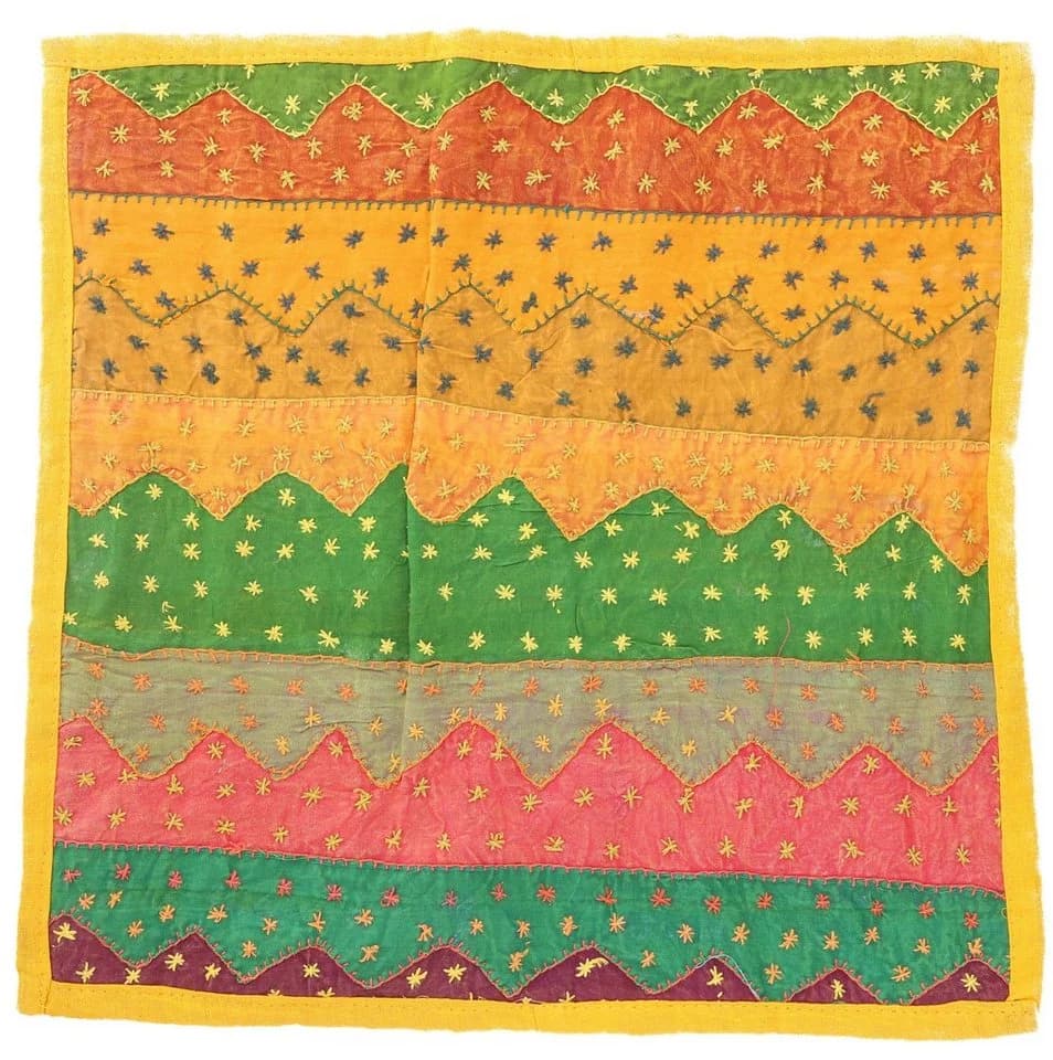 Guru-Shop Kissenbezug Indisch Gelb Besticktes Patchwork