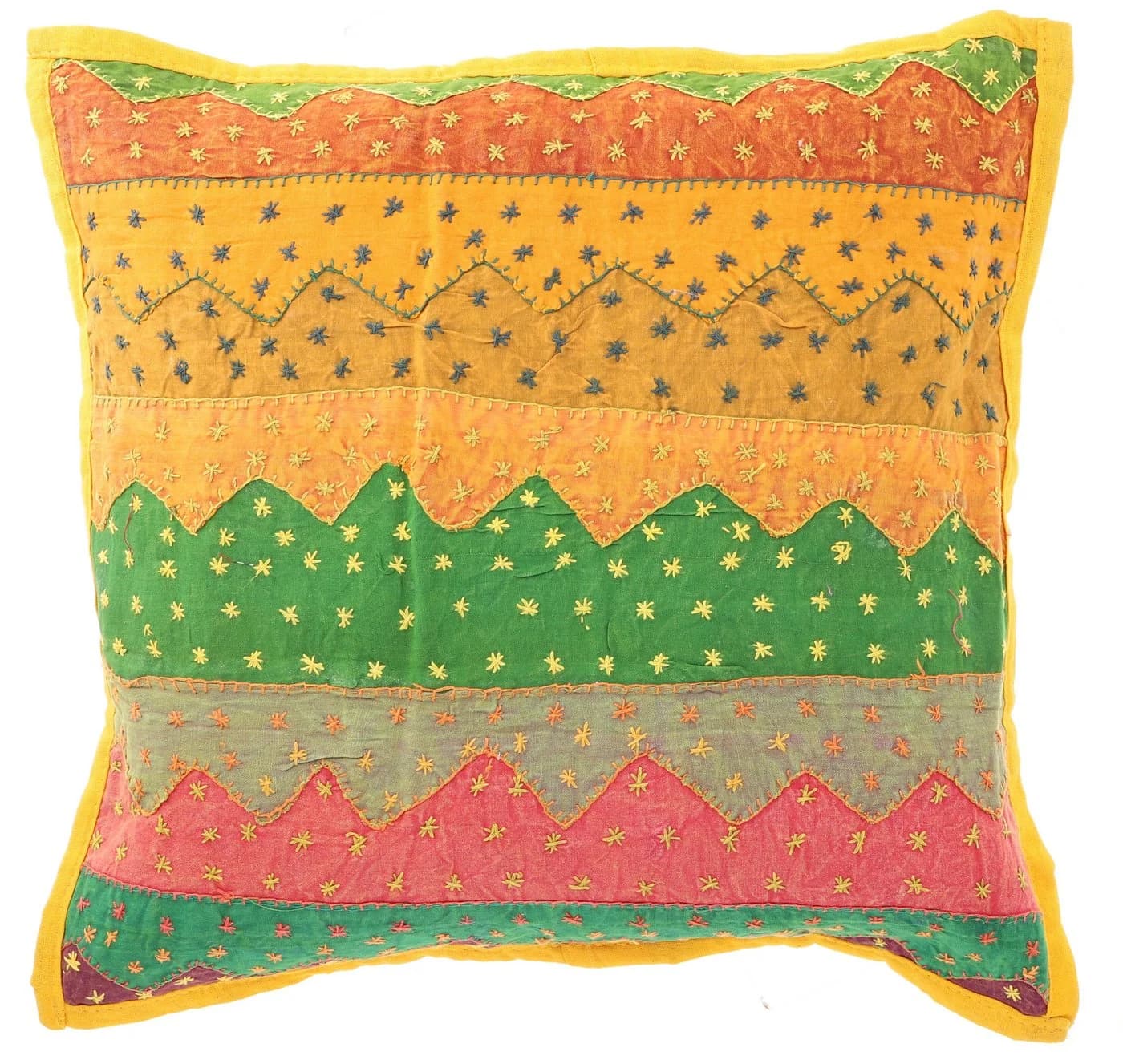 Guru-Shop Kissenbezug Indisch Gelb Besticktes Patchwork - Bild 2