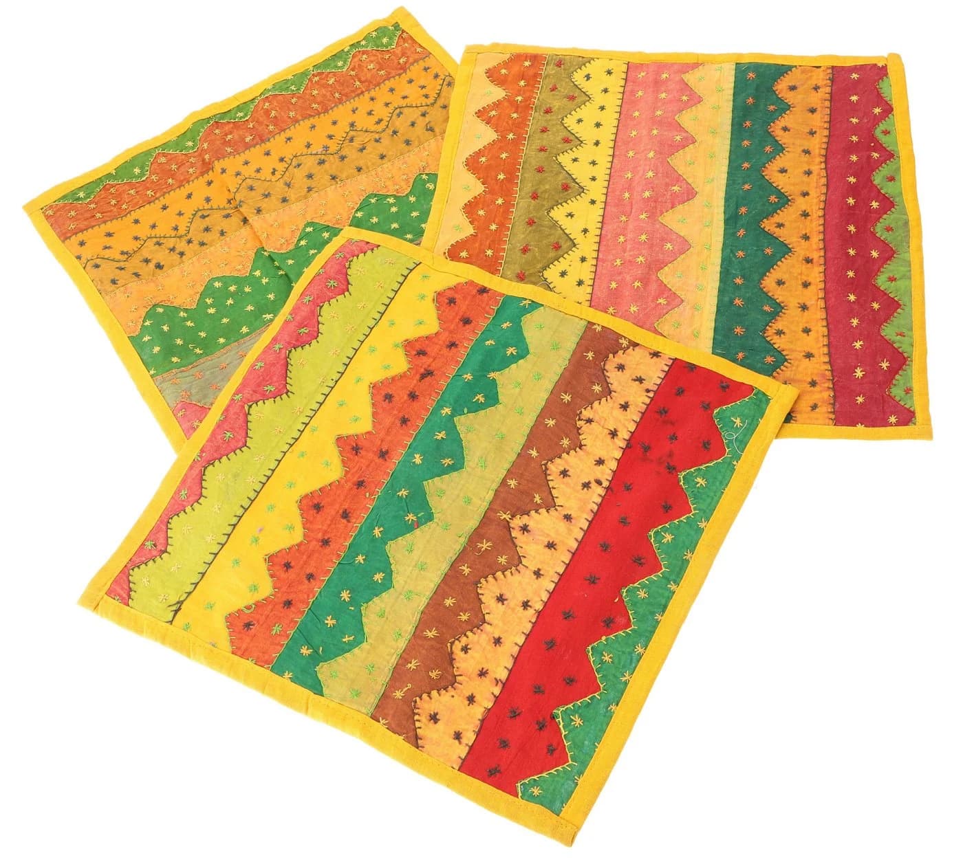 Guru-Shop Kissenbezug Indisch Gelb Besticktes Patchwork - Bild 3