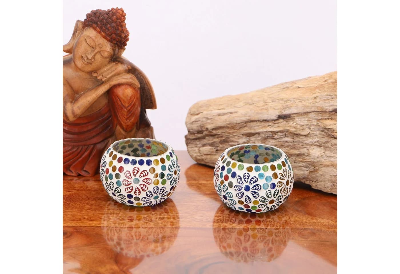 Guru-Shop Windlicht 2 handgearbeitete Glas Mosaik Windlichter - Bild 3