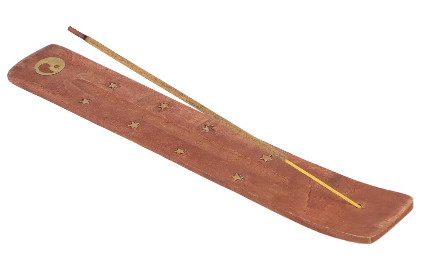 Guru-Shop Räucherstäbchenhalter Holz Yin-Yang Gold
