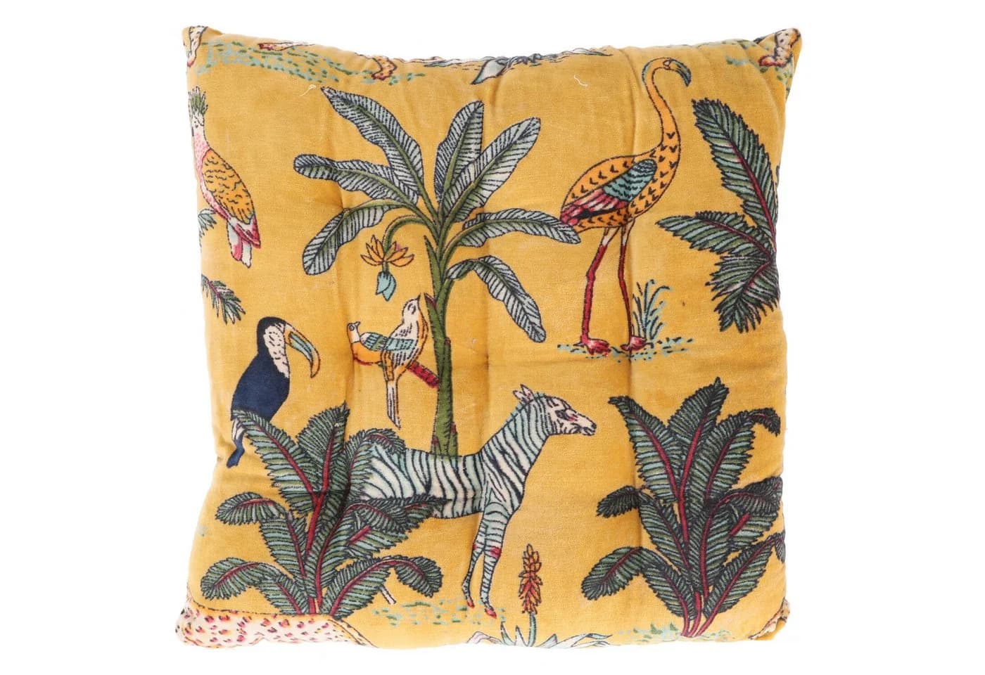 Guru-Shop Samt Steppkissen 40x40 cm Gelb Tierdruck - Bild 4