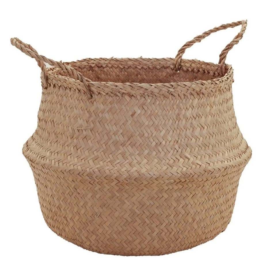 tegawo Aufbewahrungskorb aus Seegras faltbar Pflanzkorb beige - Bild 2