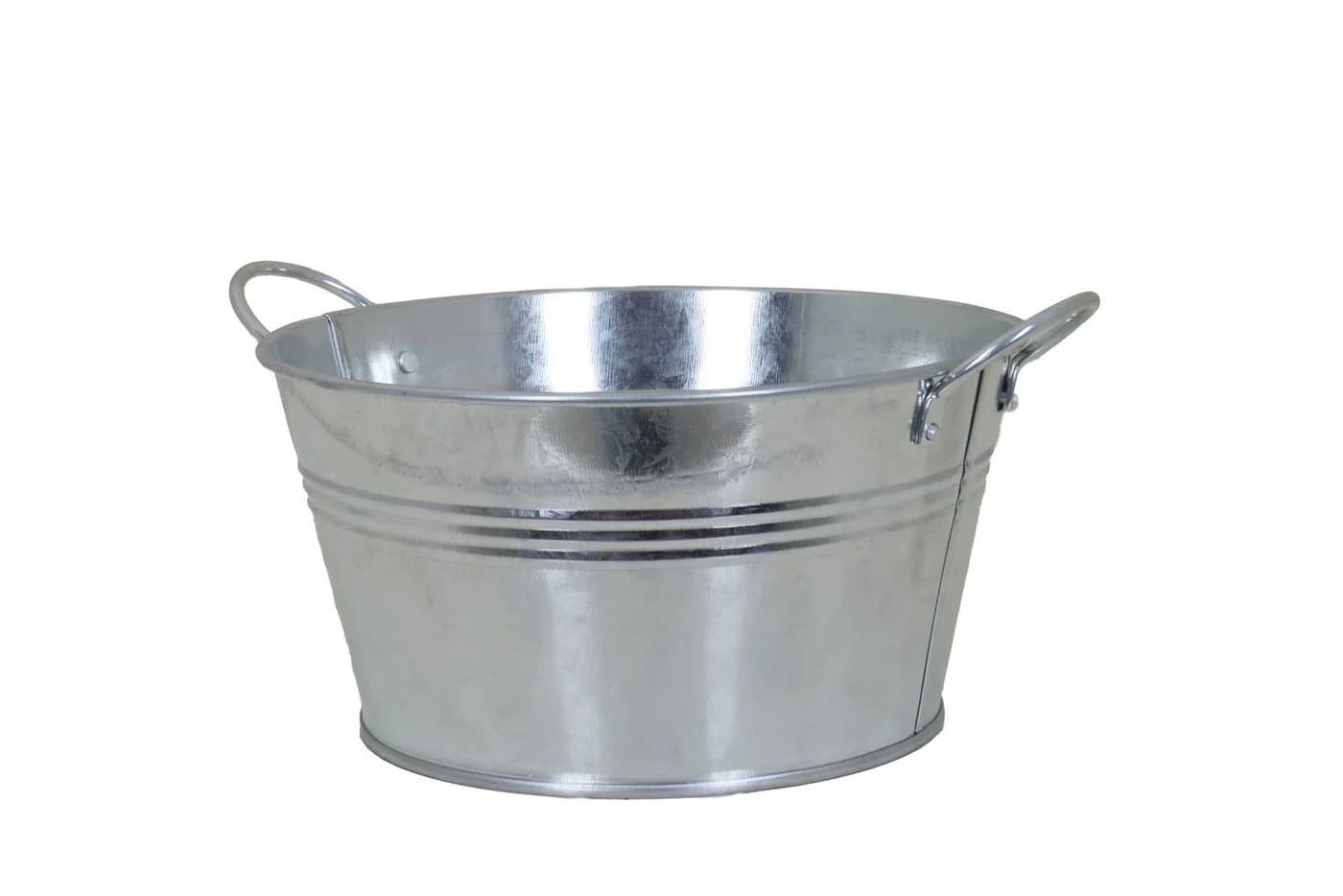 tegawo Blumentopf Zinkwanne rund oval silber mit Henkeln
