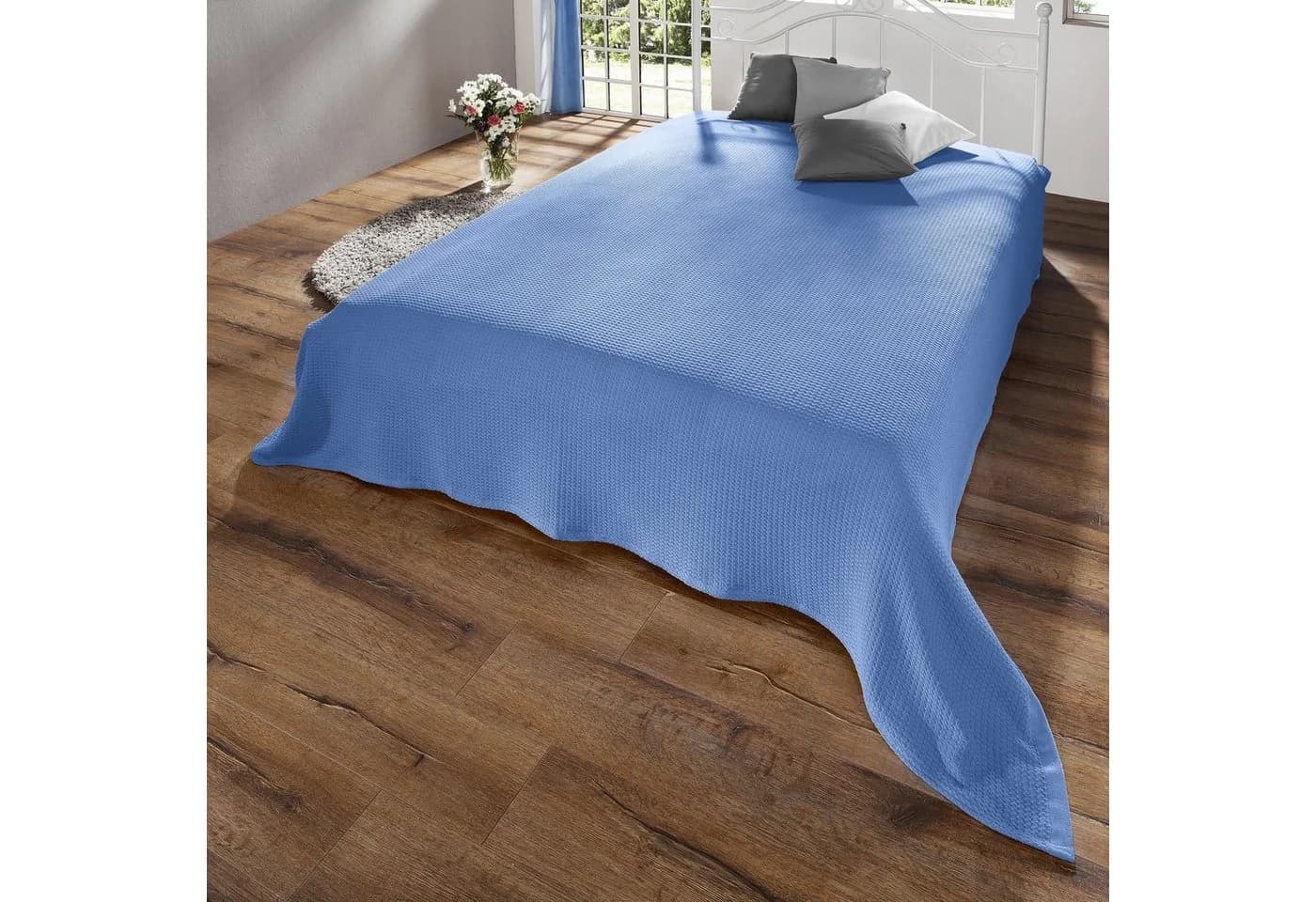 Erwin Müller Sommerdecke Siena Baumwolle Uni Blau - Bild 4