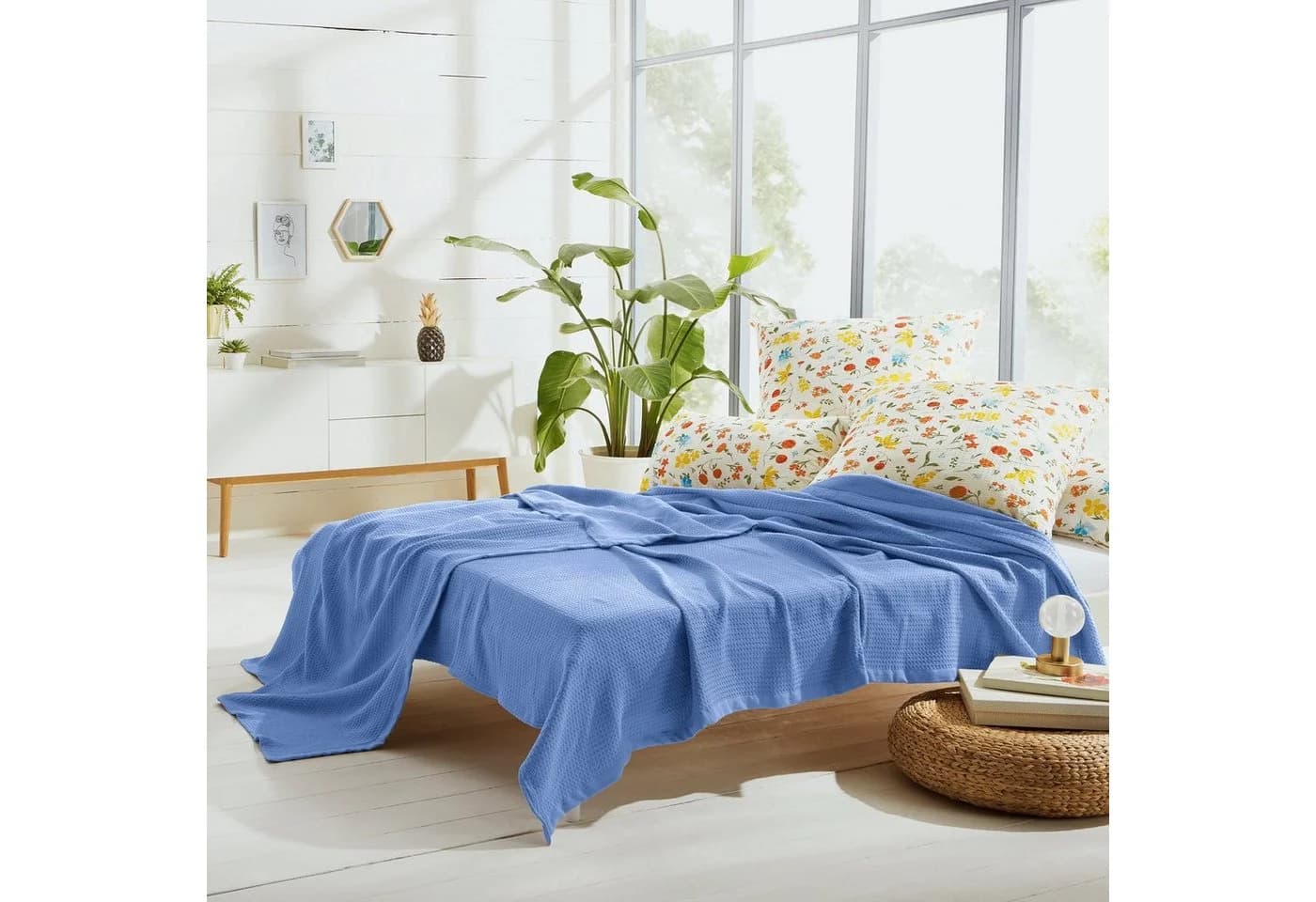 Erwin Müller Sommerdecke Siena Baumwolle Uni Blau - Bild 5