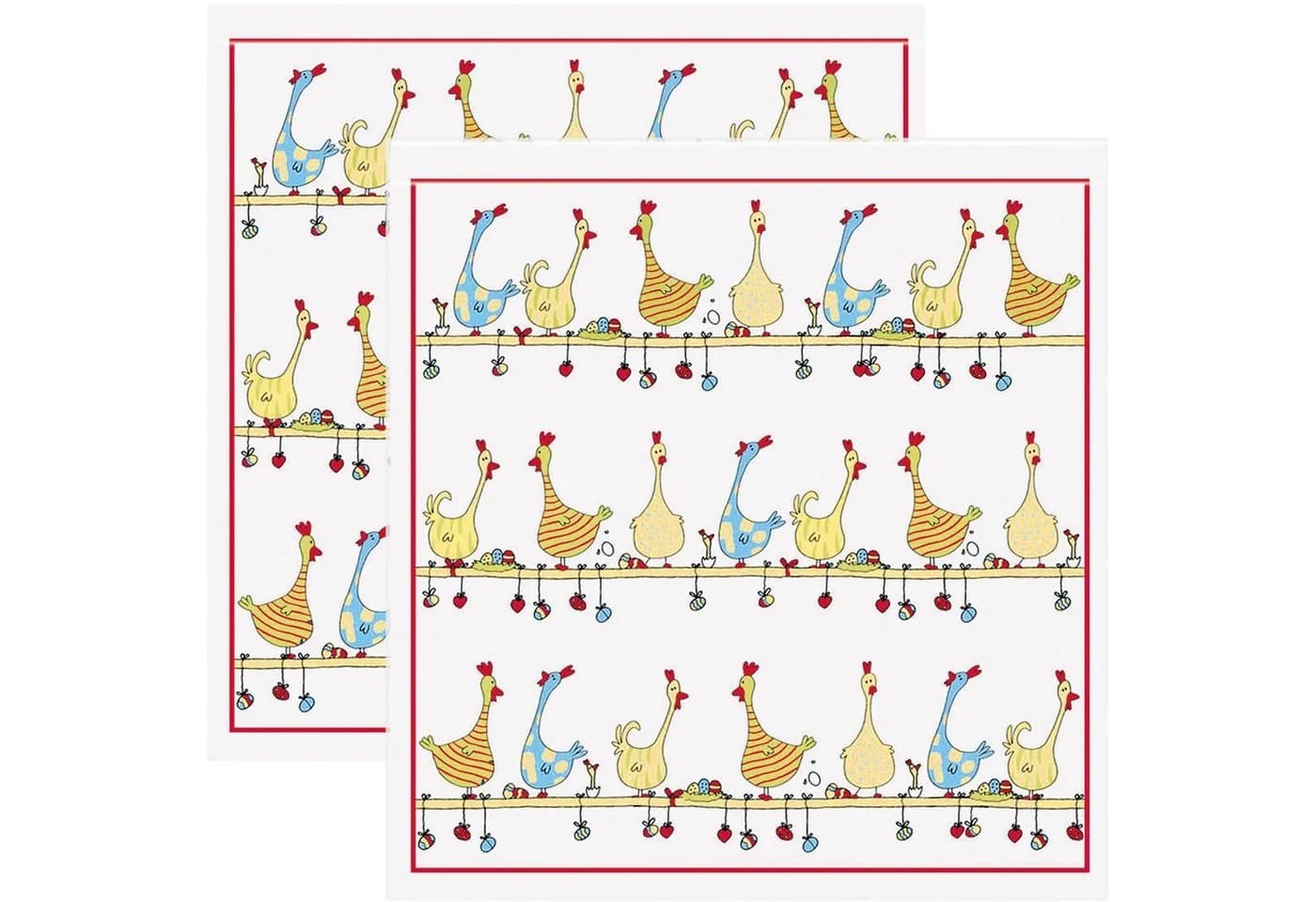 Kracht Frottier-Geschirrtuch 2er-Pack 100% Baumwolle Hühner-Motiv - Bild 2