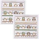 Kracht Frottier-Geschirrtuch 2er-Pack 100% Baumwolle Weiß Eulen-Motiv Bild 2