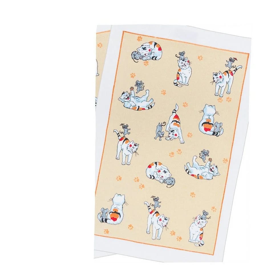 Kracht Frottier-Geschirrtuch 2er-Pack 100% Baumwolle Motiv Gelb