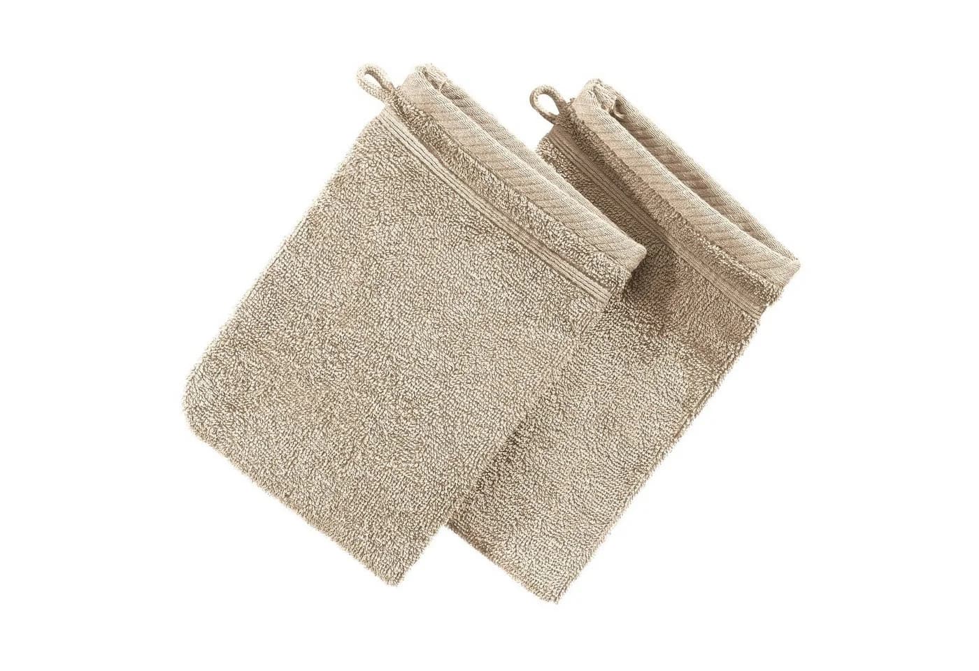 Erwin Müller Waschhandschuh Heidelberg 2er-Pack Frottier Uni Beige - Bild 2