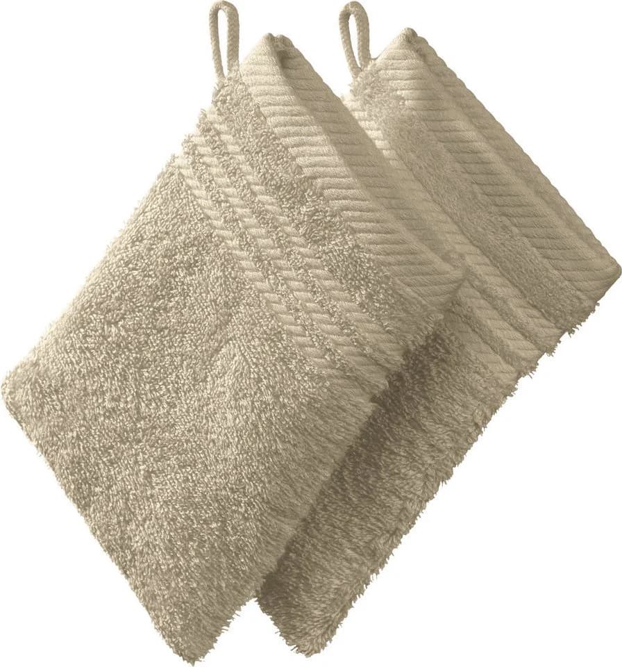 REDBEST Waschhandschuh 2er-Pack Frottier Uni Beige - Bild 2