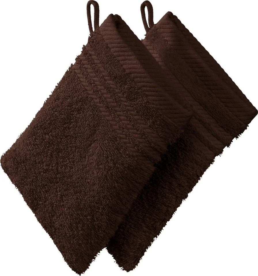 REDBEST Waschhandschuh 2er-Pack Frottier Uni Braun - Bild 2