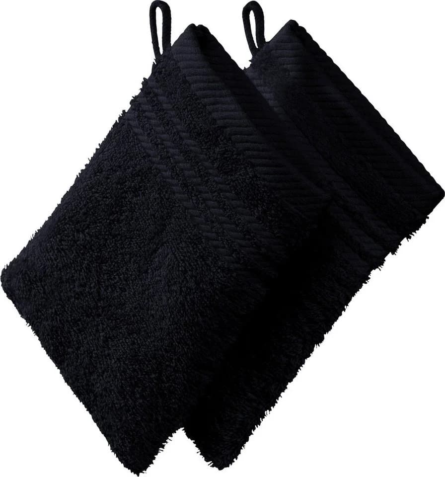 REDBEST Waschhandschuh 2er-Pack Frottier Uni Schwarz - Bild 2