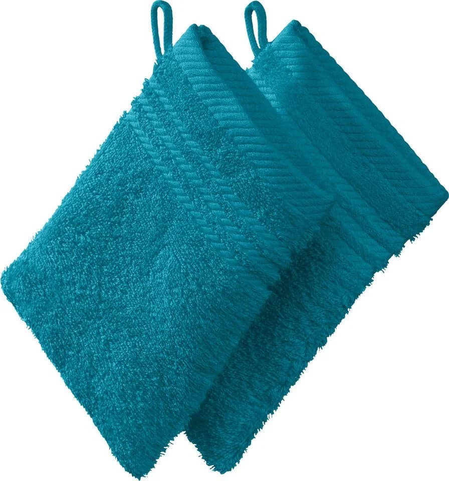 REDBEST Waschhandschuh 2er-Pack Frottier Uni Grün - Bild 2