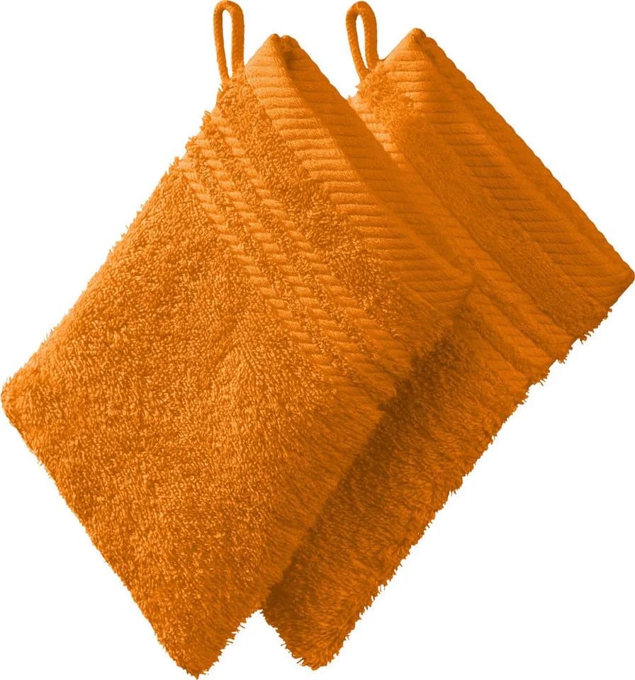 REDBEST Waschhandschuh 2er-Pack Walk-Frottier Uni Orange - Bild 2