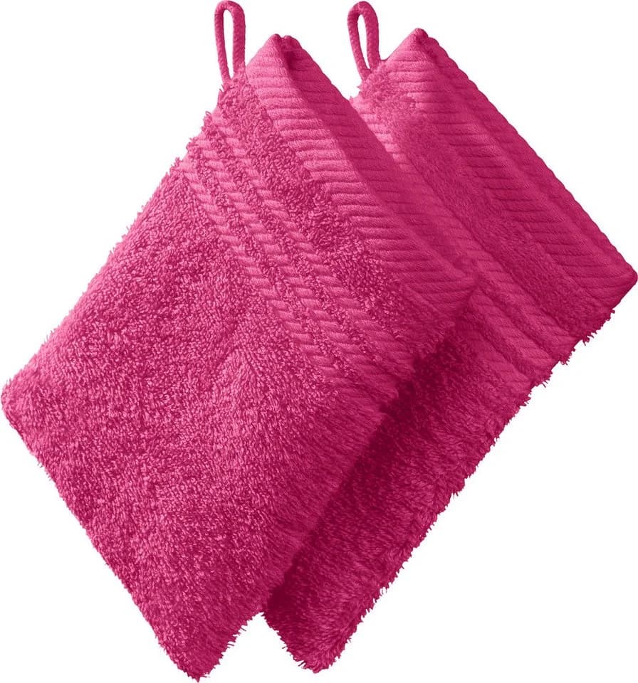 REDBEST Waschhandschuh 2er-Pack Frottier Uni Rosa - Bild 2