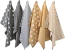 REDBEST Geschirrtuch 6er-Pack Baumwolle Streifen Sterne Grau Beige Bild 2