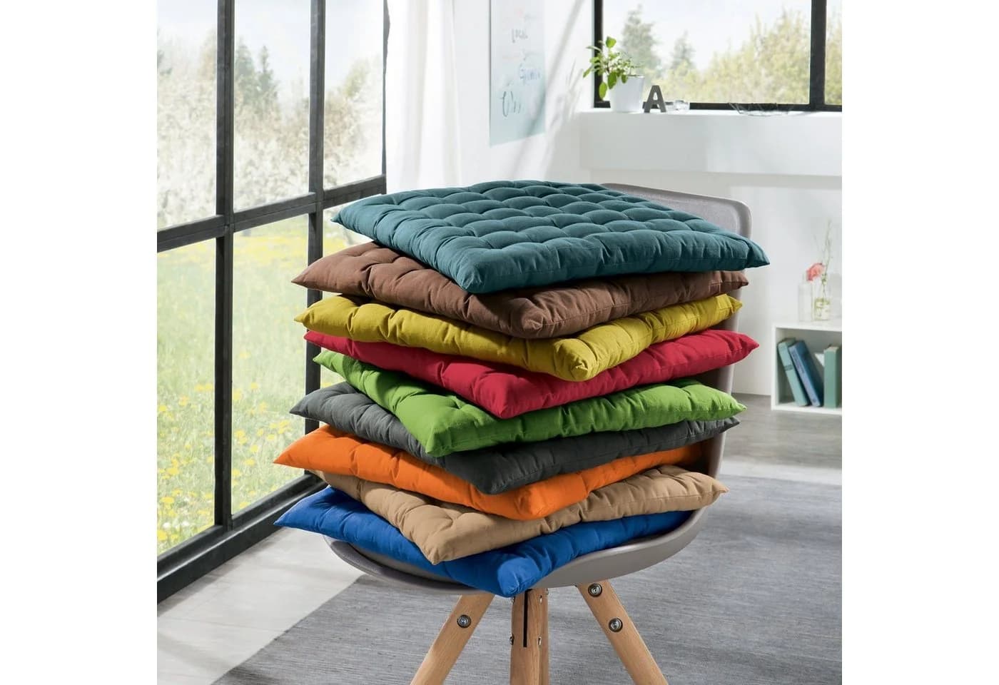 REDBEST Stuhlkissen 2er-Pack Uni Beige Gesteppt - Bild 3