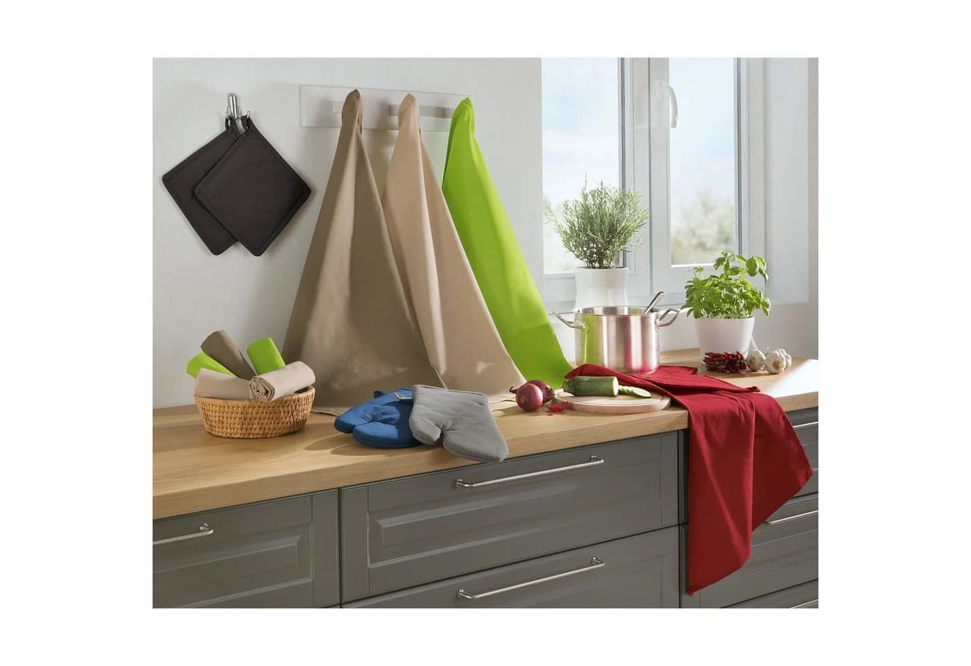 REDBEST Geschirrtuch "Seattle" 3er-Pack Baumwolle Uni Beige