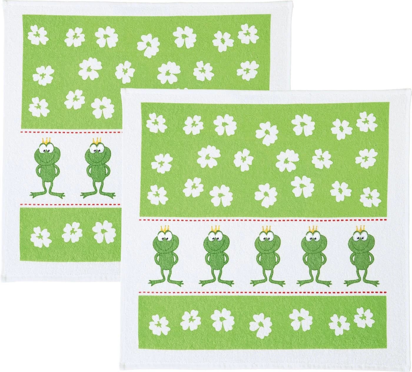 Kracht Geschirrtuch Frottier 2er-Pack Baumwolle Grün Frosch-Motiv - Bild 2