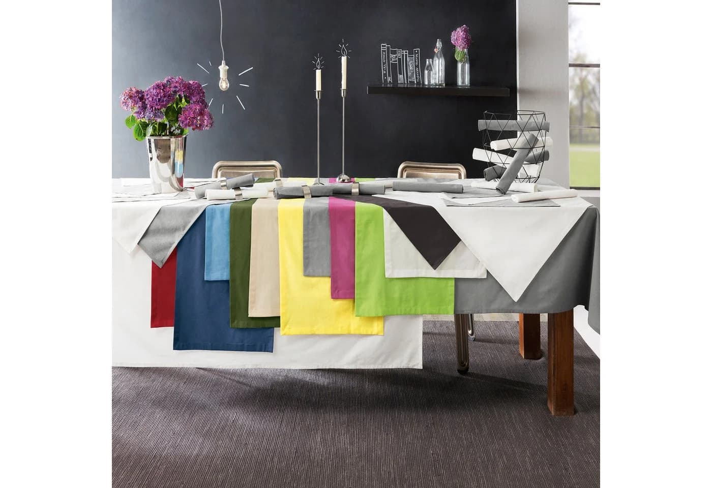 REDBEST Tischdecke Seattle hellblau 100% Baumwolle Uni
