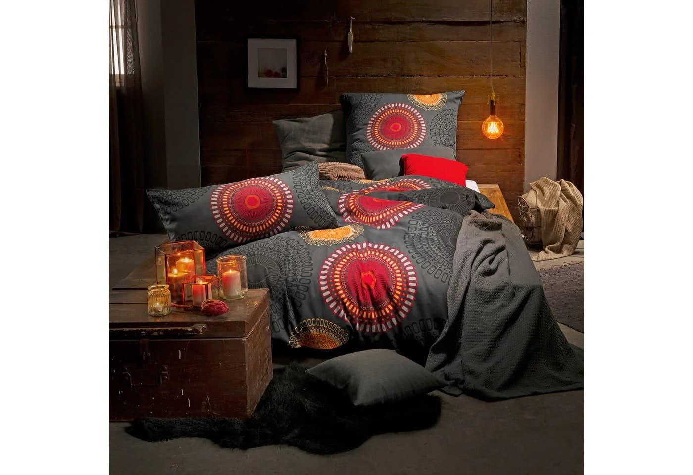 REDBEST Bettwäsche Mako-Satin Satin Kreise Anthrazit-Terra - Bild 4