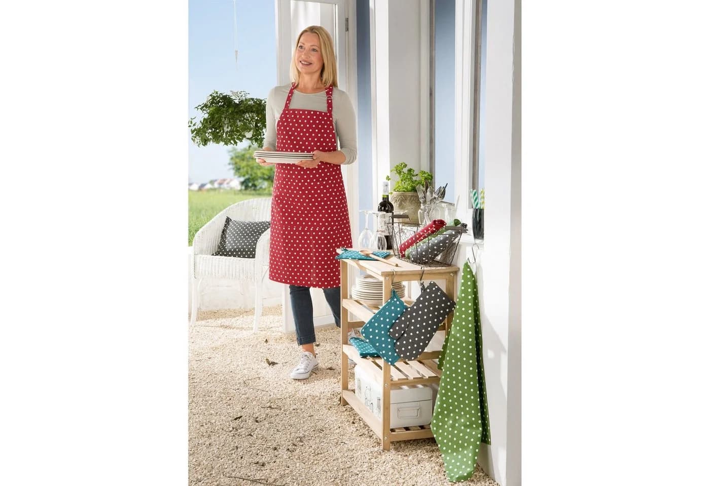 REDBEST Topflappen Orlando 2er-Pack Grau Baumwolle Punkte