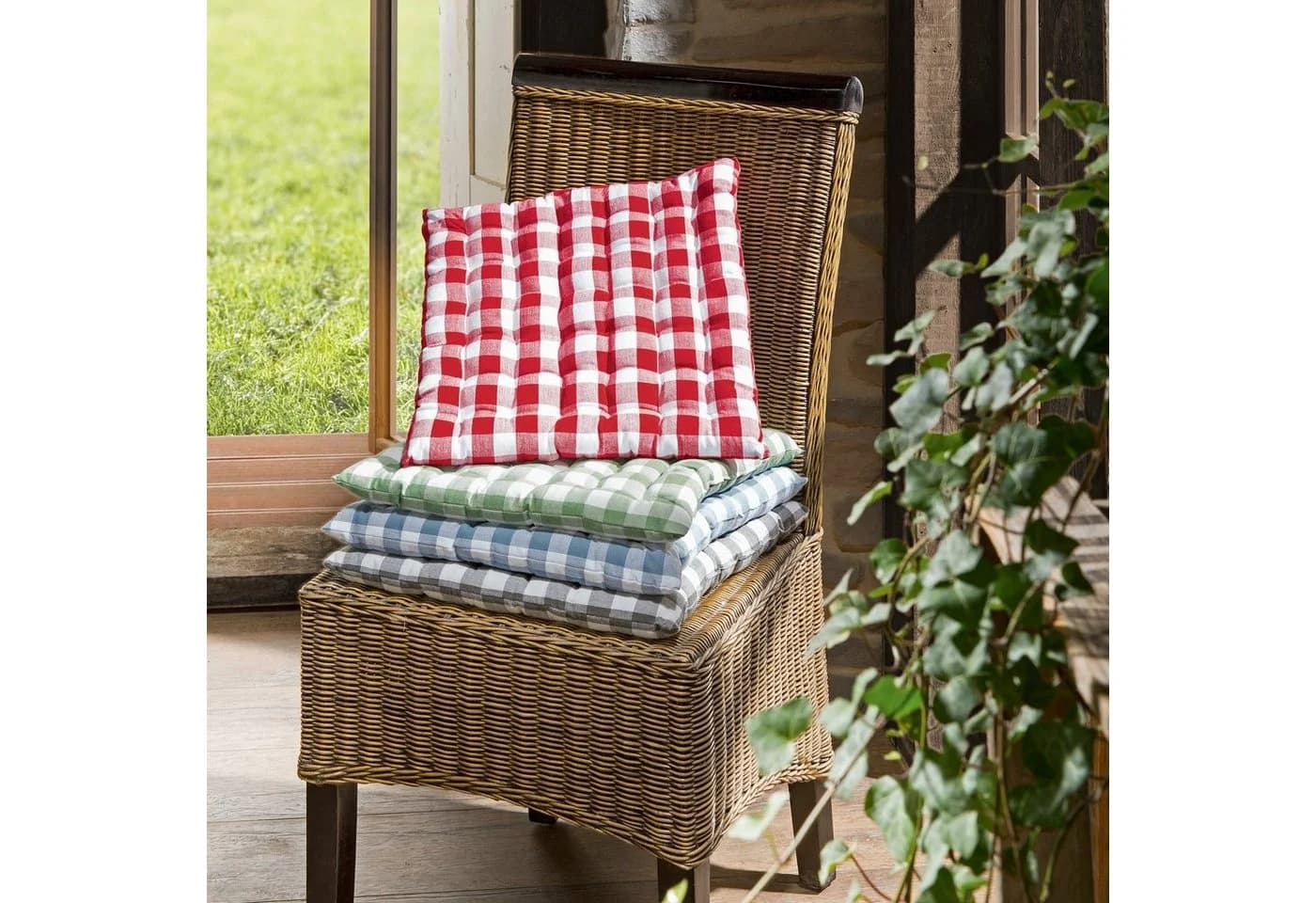 REDBEST Stuhlkissen Nashville 2er-Pack Karo Landhausstil Blau - Bild 4