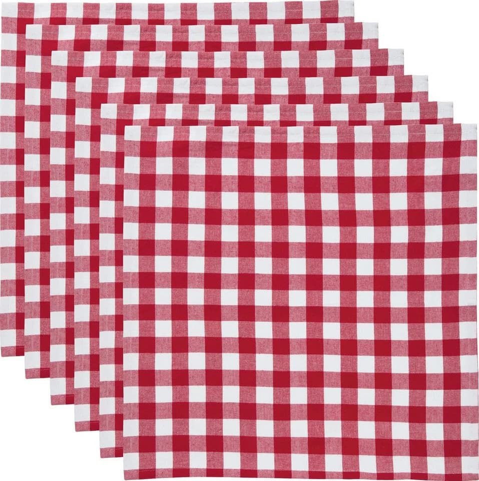 REDBEST Stoffserviette Nashville 6er-Pack Baumwolle Karo Rot - Bild 2