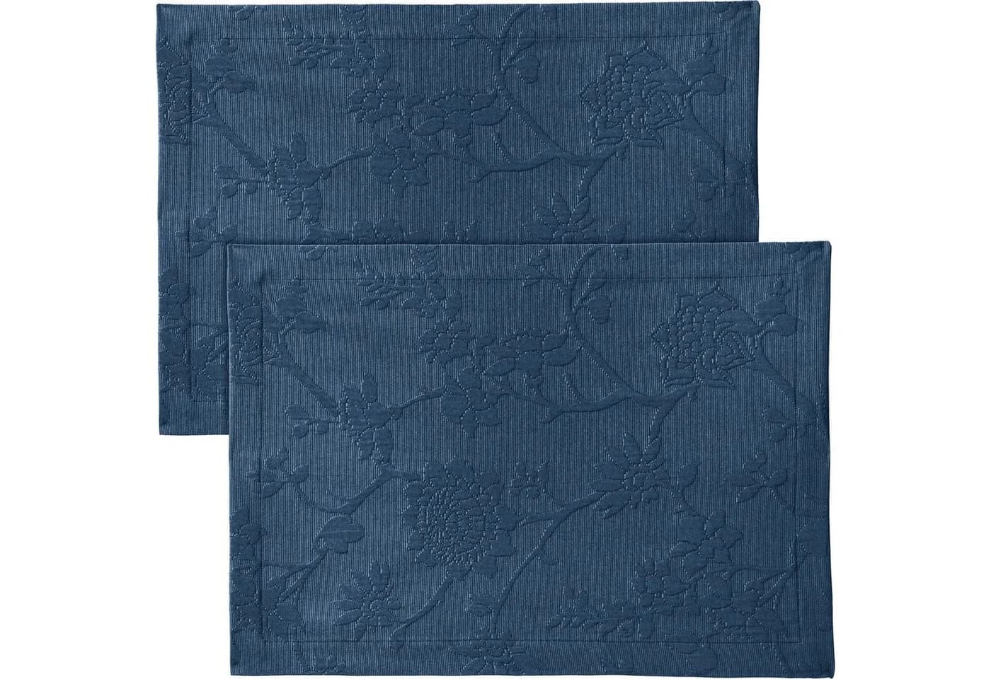 Erwin Müller Tischset "Arnsberg" 2er-Pack Blau Blumen Jacquard - Bild 2