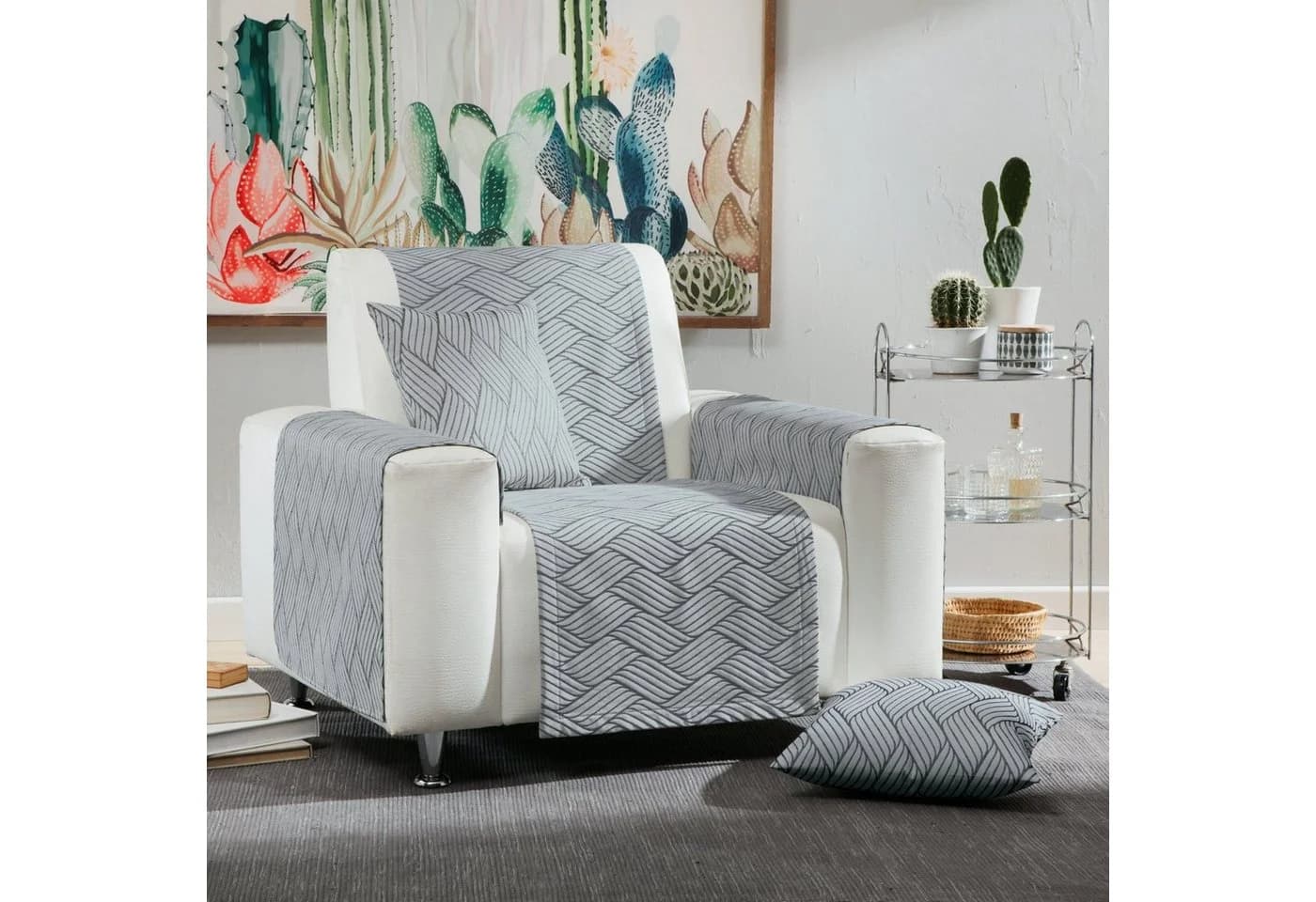 Erwin Müller Sesselschoner Armlehnenschoner 2er-Pack Grau Jacquard - Bild 4