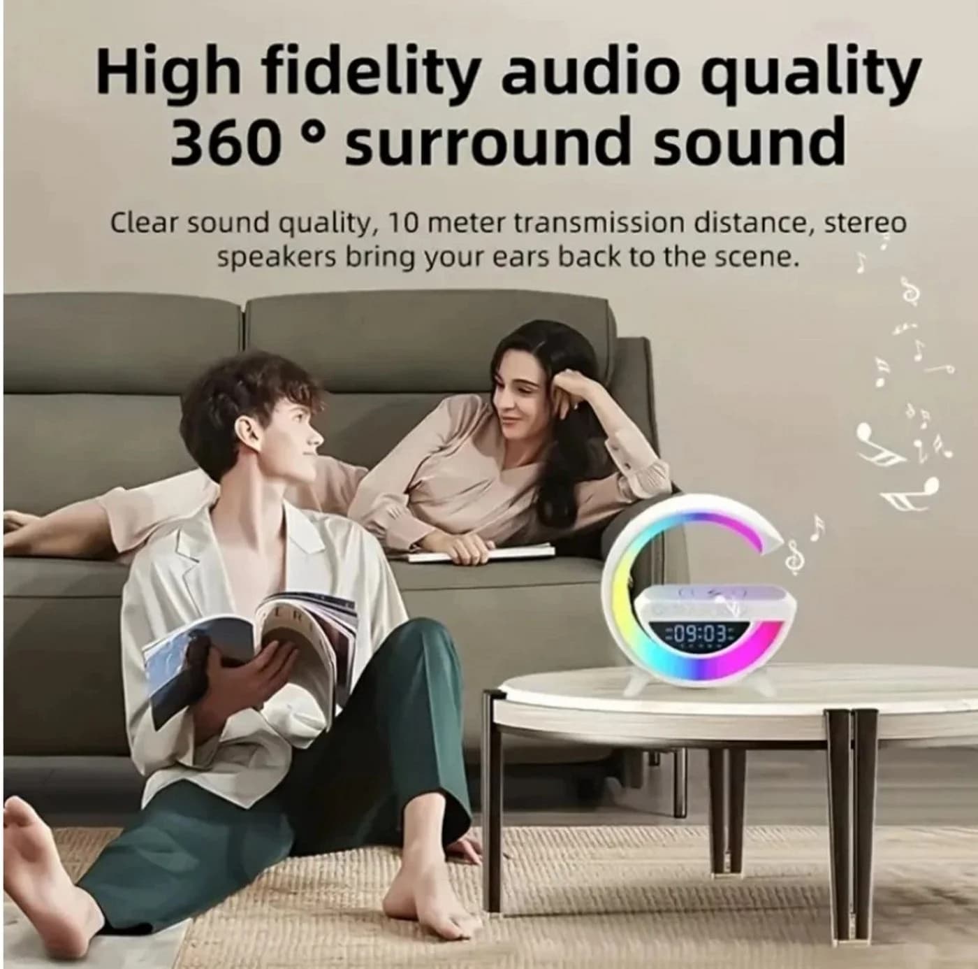 Ikonka Radiowecker Multifunktional 7in1 RGB-Licht Bluetooth, Wecker, Qi-Ladefläche RGB-Licht mit Bluetooth, Wecker, Qi-Ladefläche & 13 Farbmodi - Bild 5