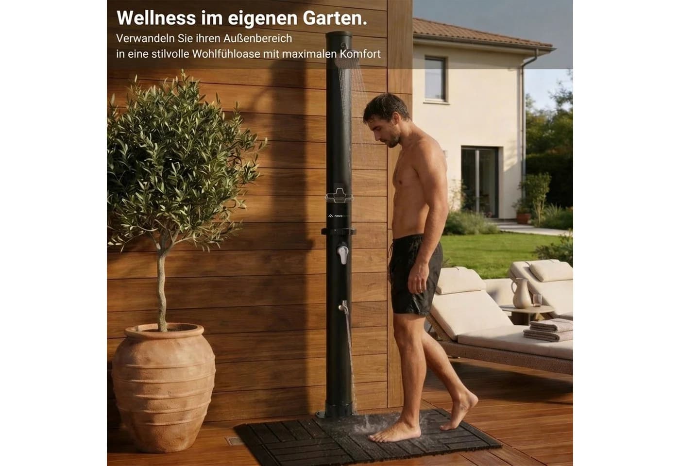NovaTerra Solardusche Gartendusche Campingdusche Schwarz - Bild 5