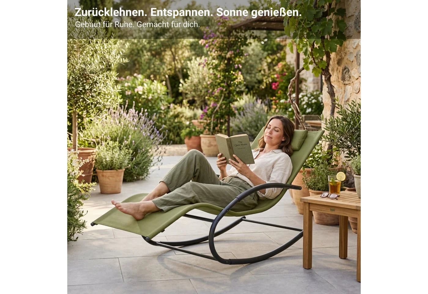 NovaTerra Gartenliege Premium Beige Wetterfest Rostbeständig