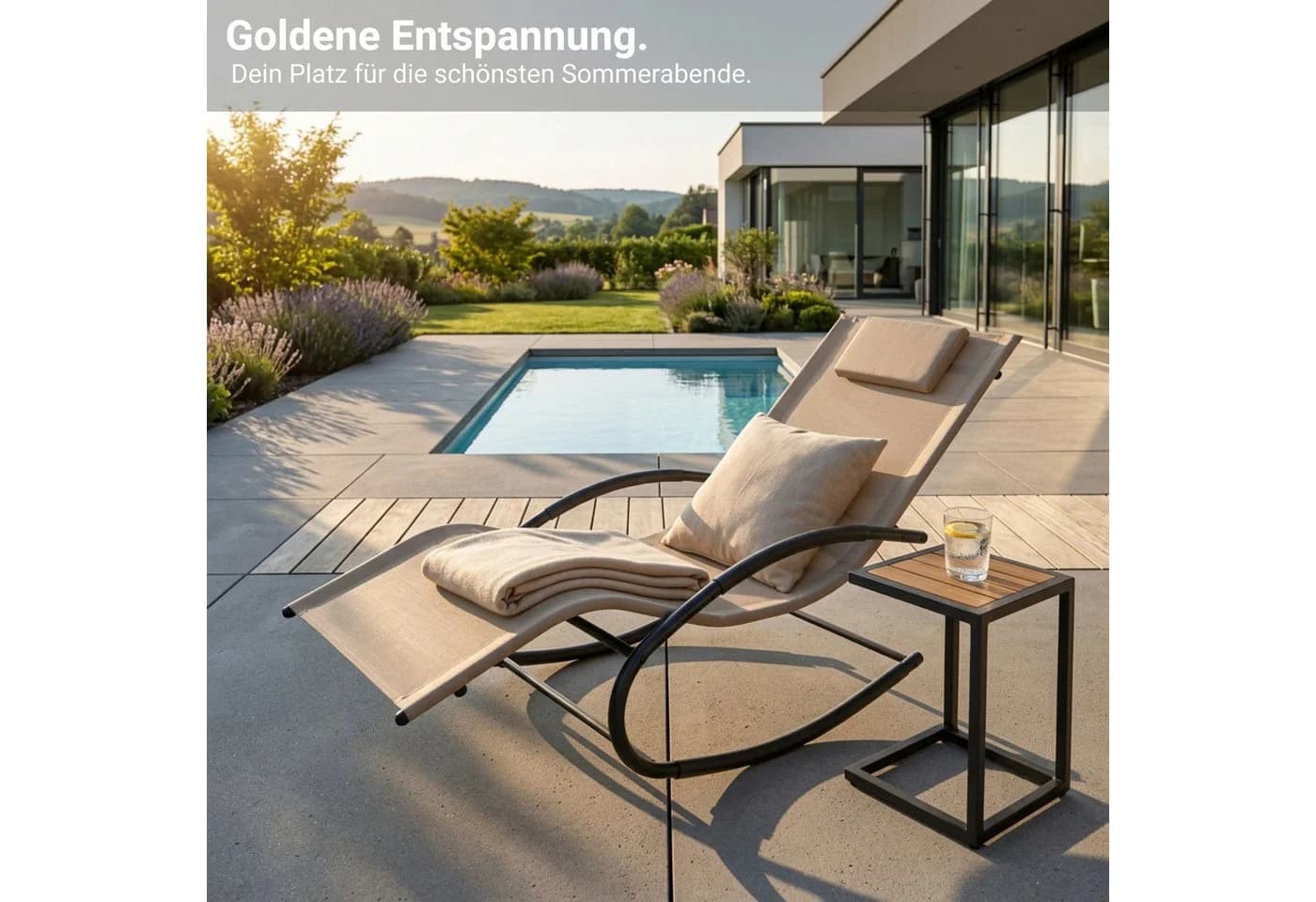 NovaTerra Gartenliege Premium Beige Wetterfest - Bild 5