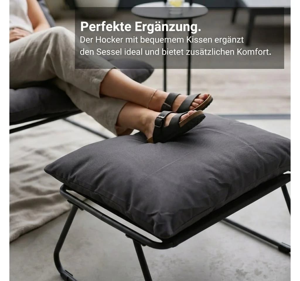 NovaTerra Gartenlounge-Set 3-tlg. Sessel mit Fußstütze & Tisch - Bild 4