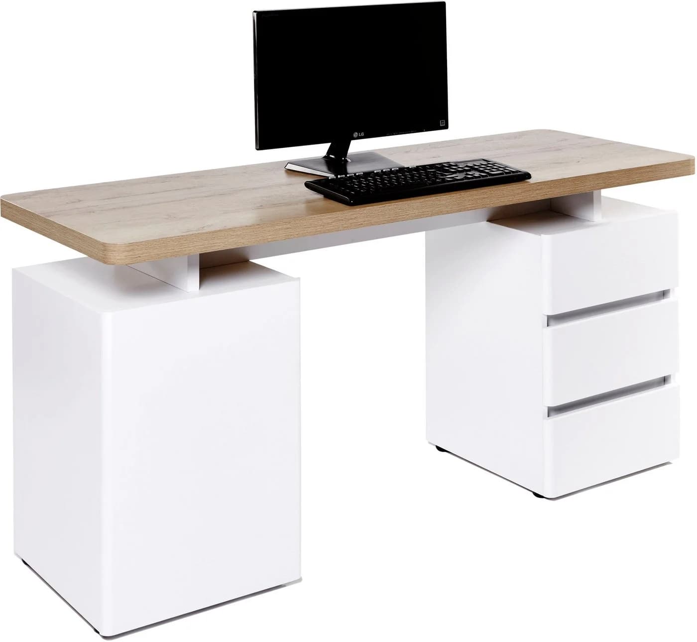 Jahnke CU-LIBRE C 250 Schreibtisch Riviera Eiche Weiß - Bild 3