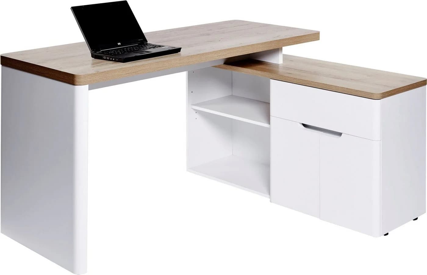 JAHNKE Eckschreibtisch CU-LIBRE 150 E Riviera Eiche Weiß - Bild 3