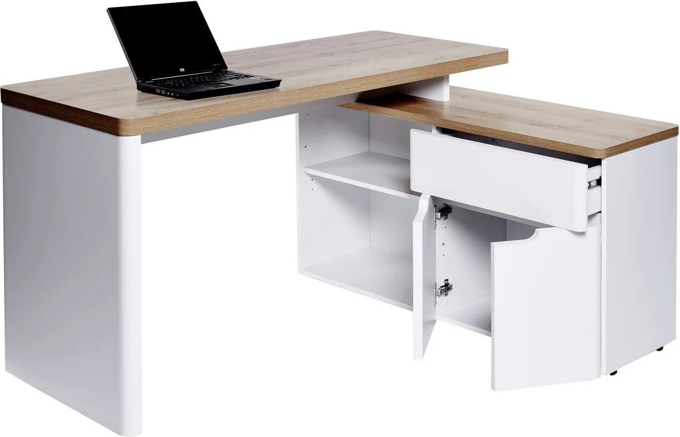 JAHNKE Eckschreibtisch CU-LIBRE 150 E Riviera Eiche Weiß - Bild 5