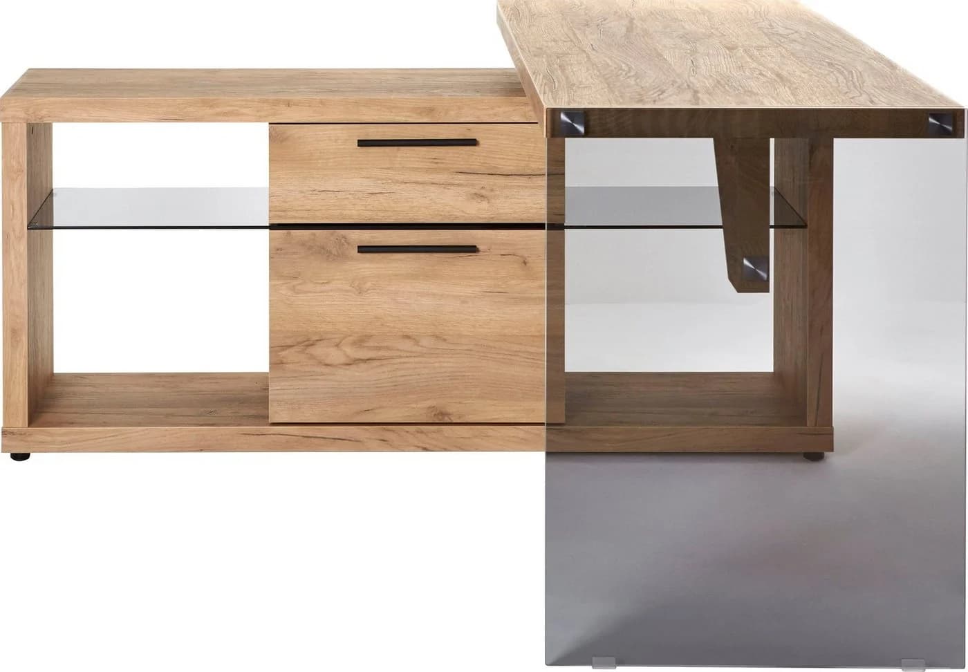 Eckschreibtisch JAHNKE LUX mit Schubladen und Glas - Bild 5