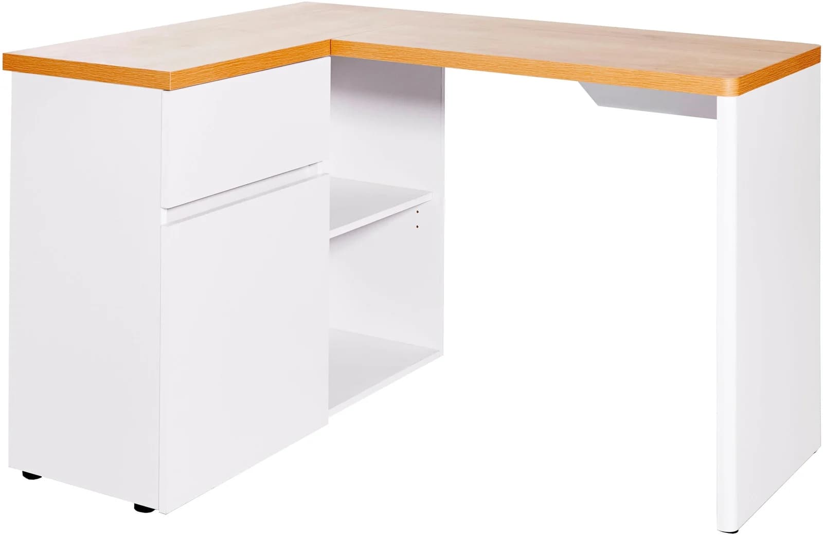 Jahnke Eckschreibtisch CU-LIBRE 125 E Weiß/Kerneiche